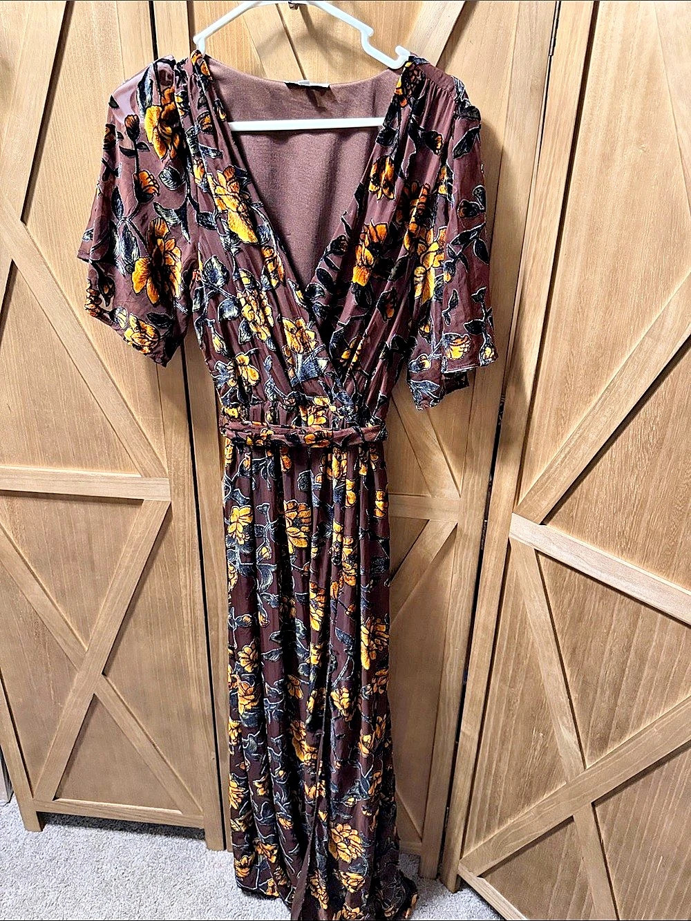 Balticborn Floral Maxi Dress in Brown & Orange Size Large